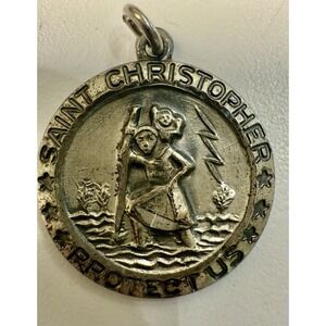 VTG Sterling Silver CHAPEL St Christopher "Protect Us" Pendant - 4.9g